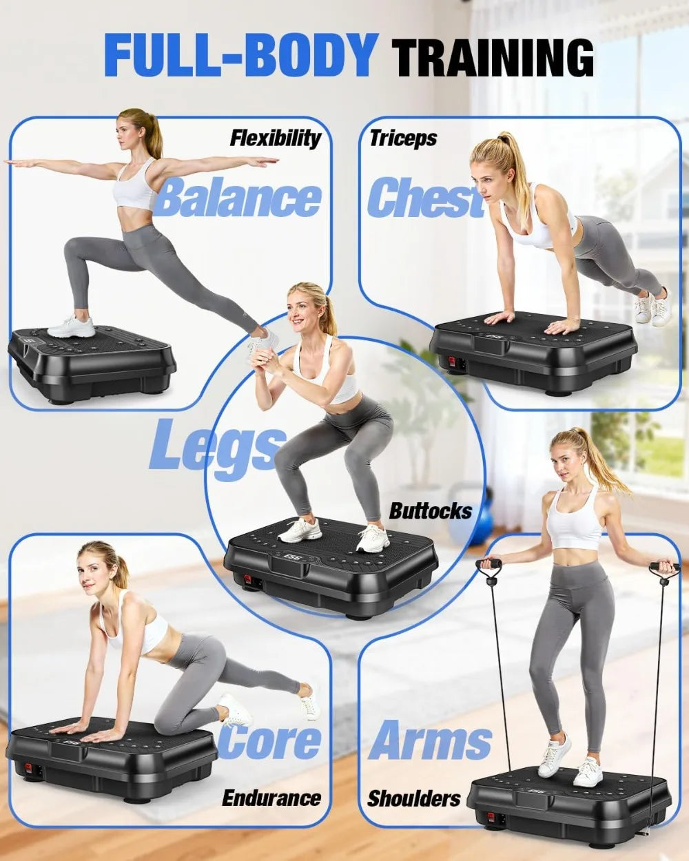 Vibration Plate Exercise Machine With Resistance Bands For Weight Loss
