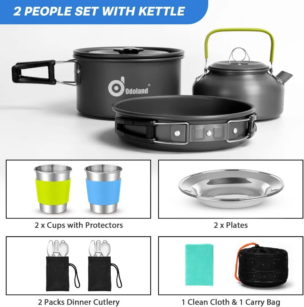 Nonstick Camping Cookware Set 15 Piece Lightweight Stainless Steel Cutlery