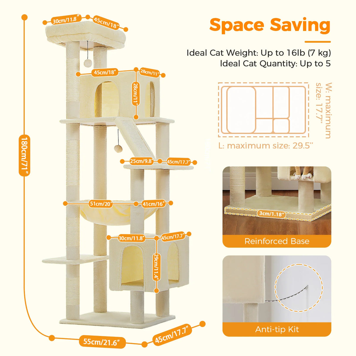 Pawz Road Indoor Cat Tree With Hammock And Scratching Posts