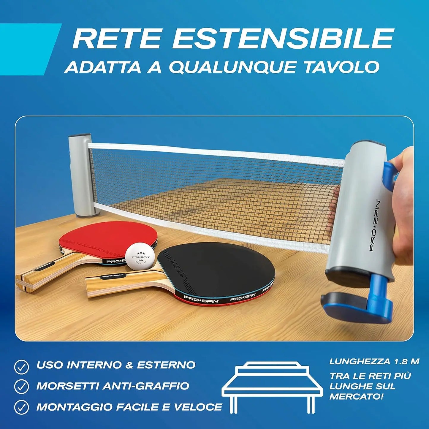 YTYIN Portable Ping Pong Set With Retractable Net For Any Table