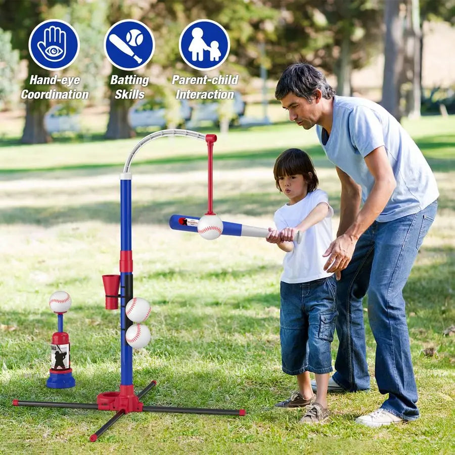 T Ball Set 4 In 1 For Kids With Auto Pitching Machine And Bats