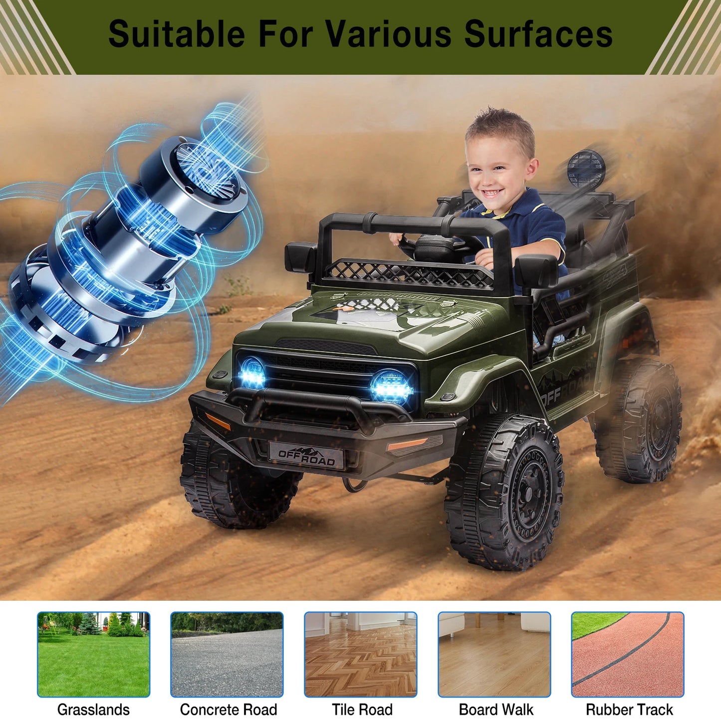 HiMISS 12V Kids Ride On Truck With Remote Bluetooth Control