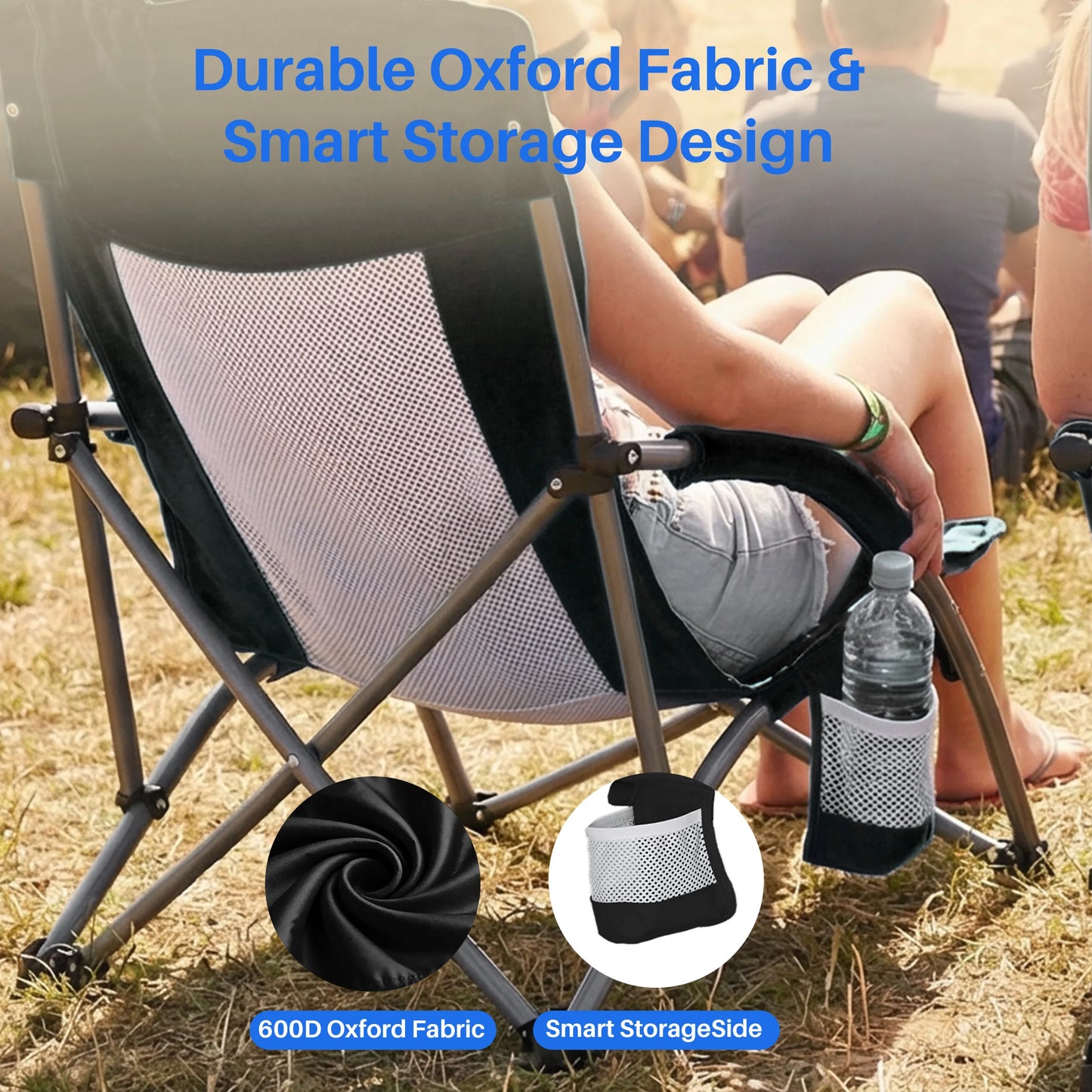 JHK Portable Lightweight Camping Beach Chair With Mesh Back