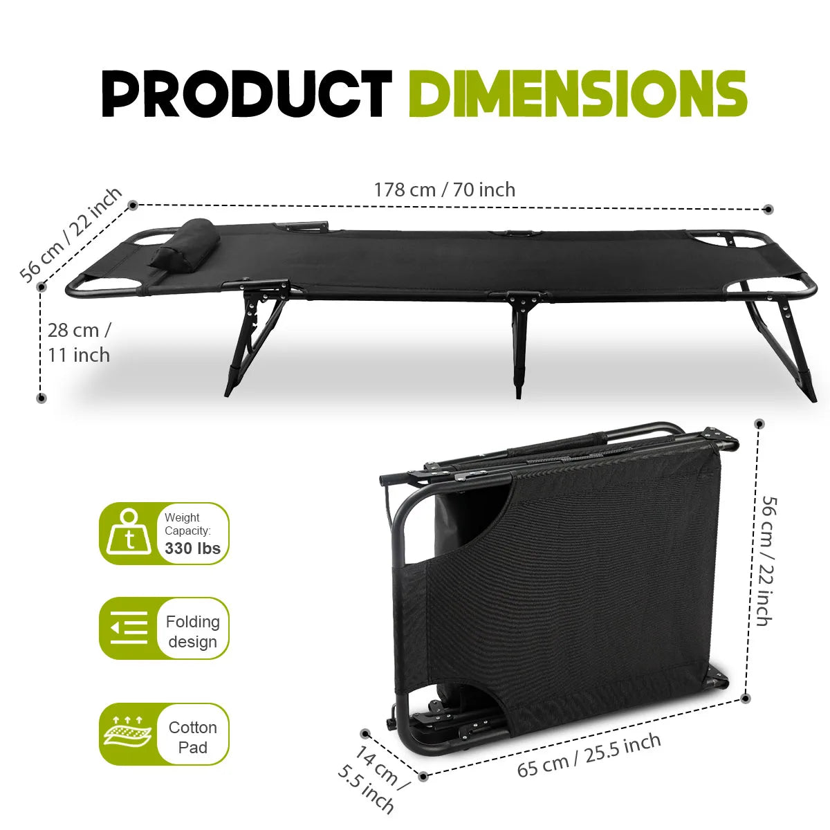 Adjustable Folding Lounge Chair With Removable Cushion For Outdoor Relaxation