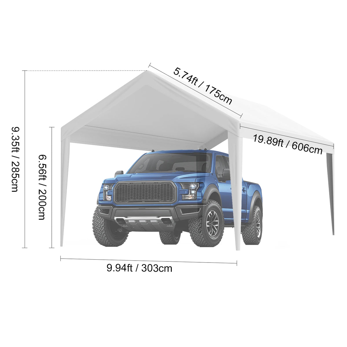 SucceBuy Heavy Duty Waterproof Carport Canopy Cover With Ball Bungees