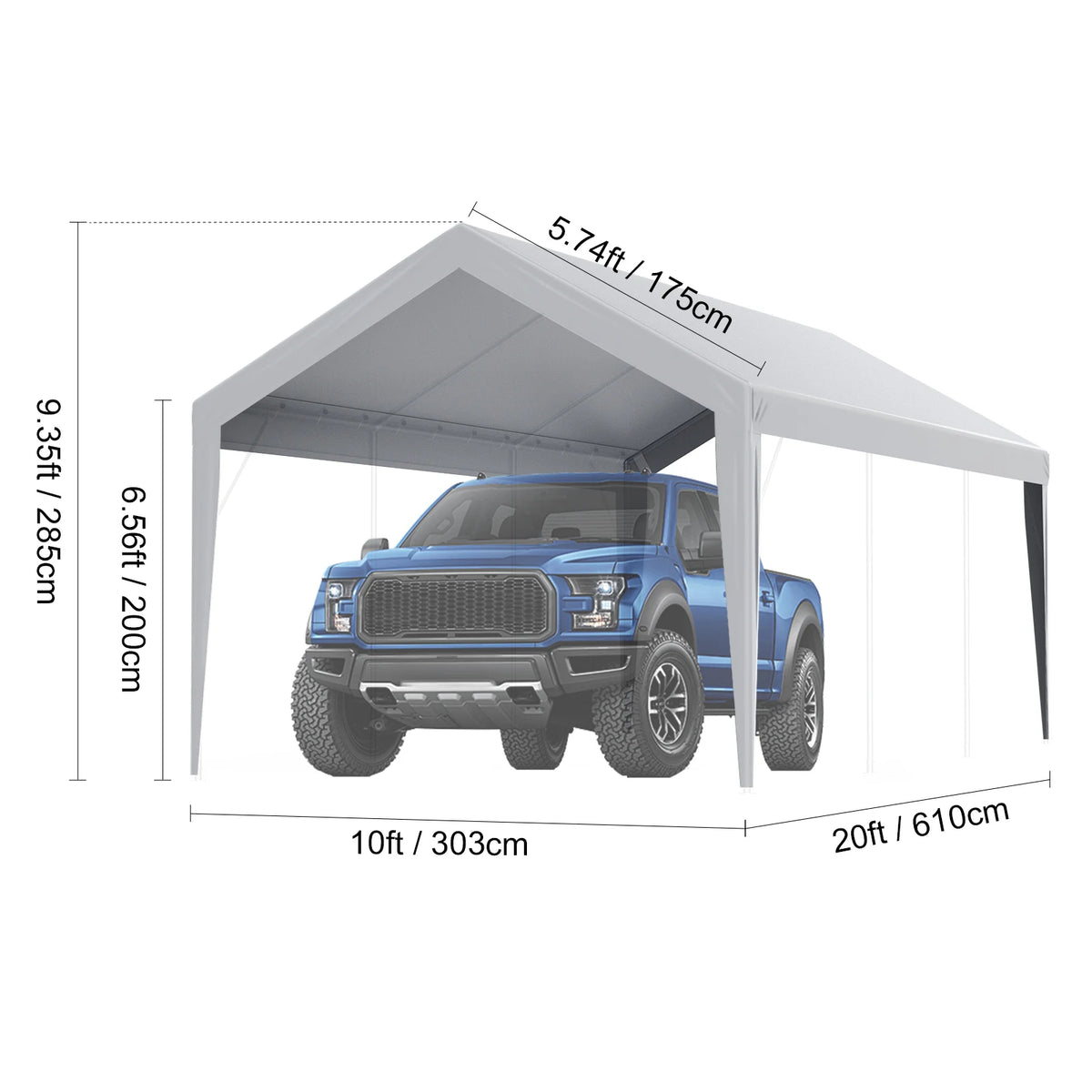 SucceBuy Heavy Duty Waterproof Carport Canopy Cover With Ball Bungees