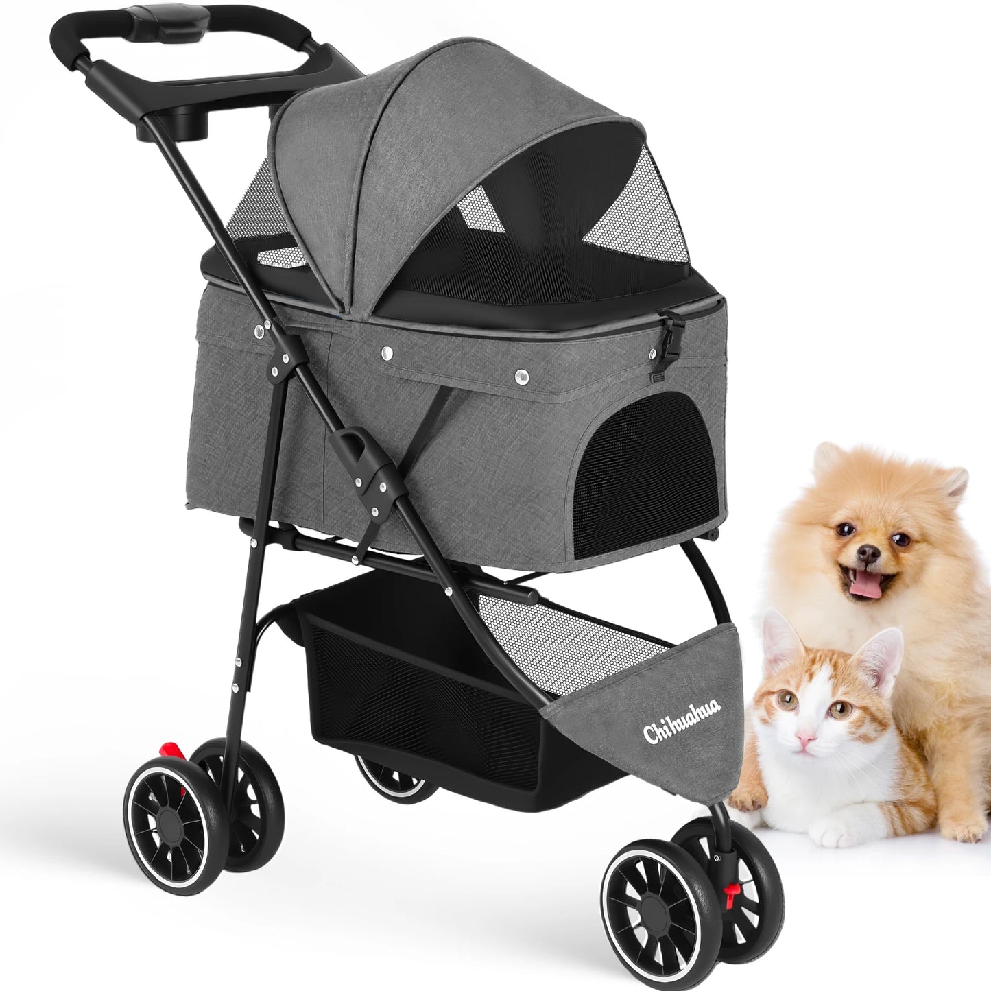 CHIHUAHUA Pet Stroller For Cats And Dogs Foldable Mesh Canopy