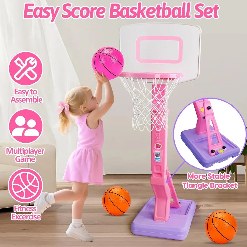 Adjustable Kids Basketball Hoop Indoor Outdoor With Safe Sturdy Design
