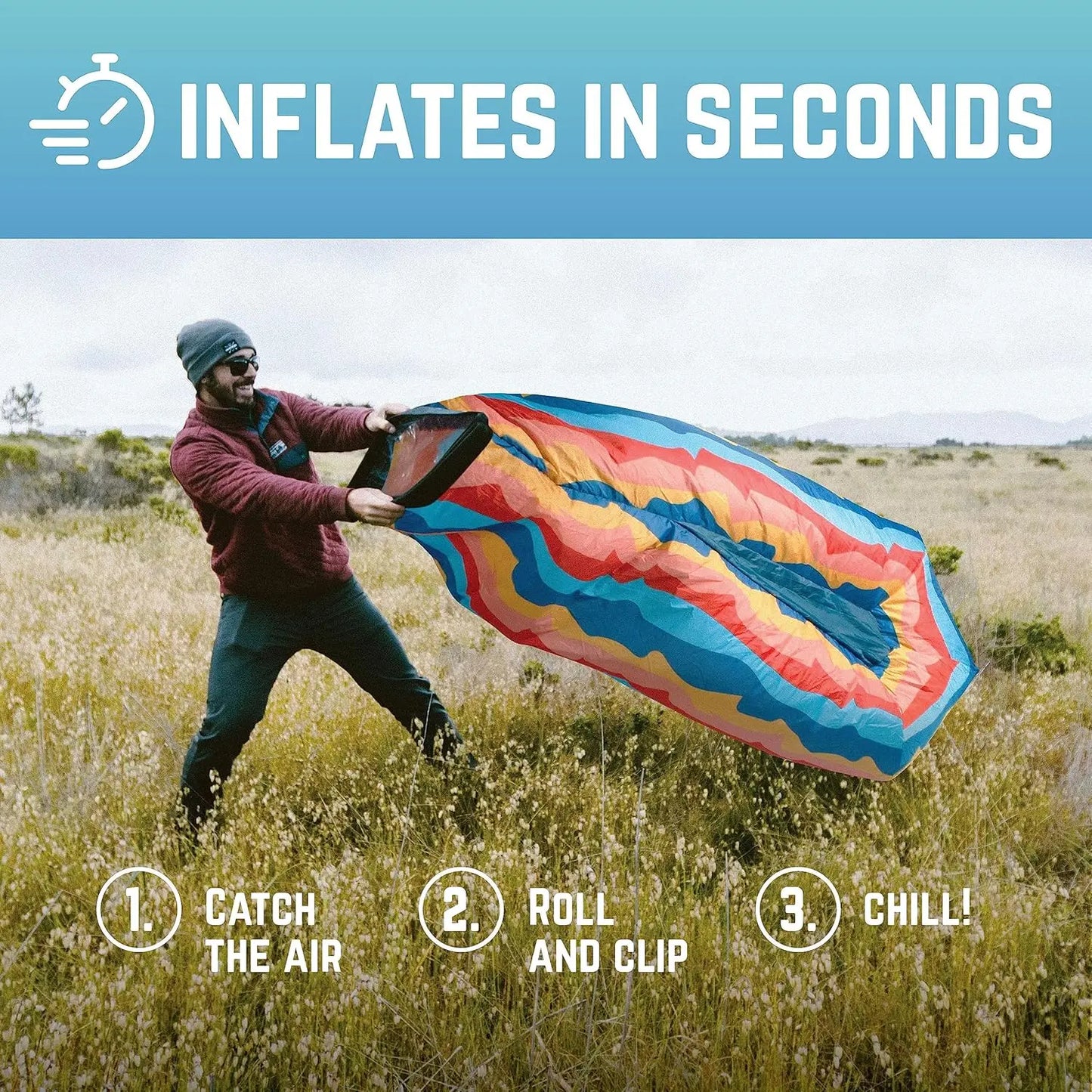 Inflatable Lounger No Pump For Beach Camping And Festivals