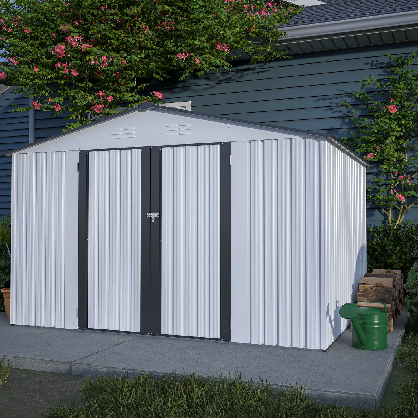 LZBEITEM Outdoor All Weather Storage Shed With Lockable Doors