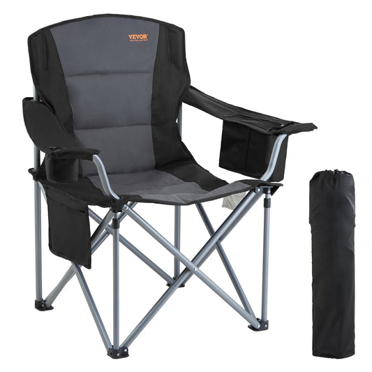 Vevor Outdoor Folding Camping Chair With Side Pockets And Padded Arms