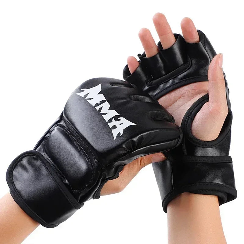 Professional Boxing Training Gloves Half Finger Leather Cushion