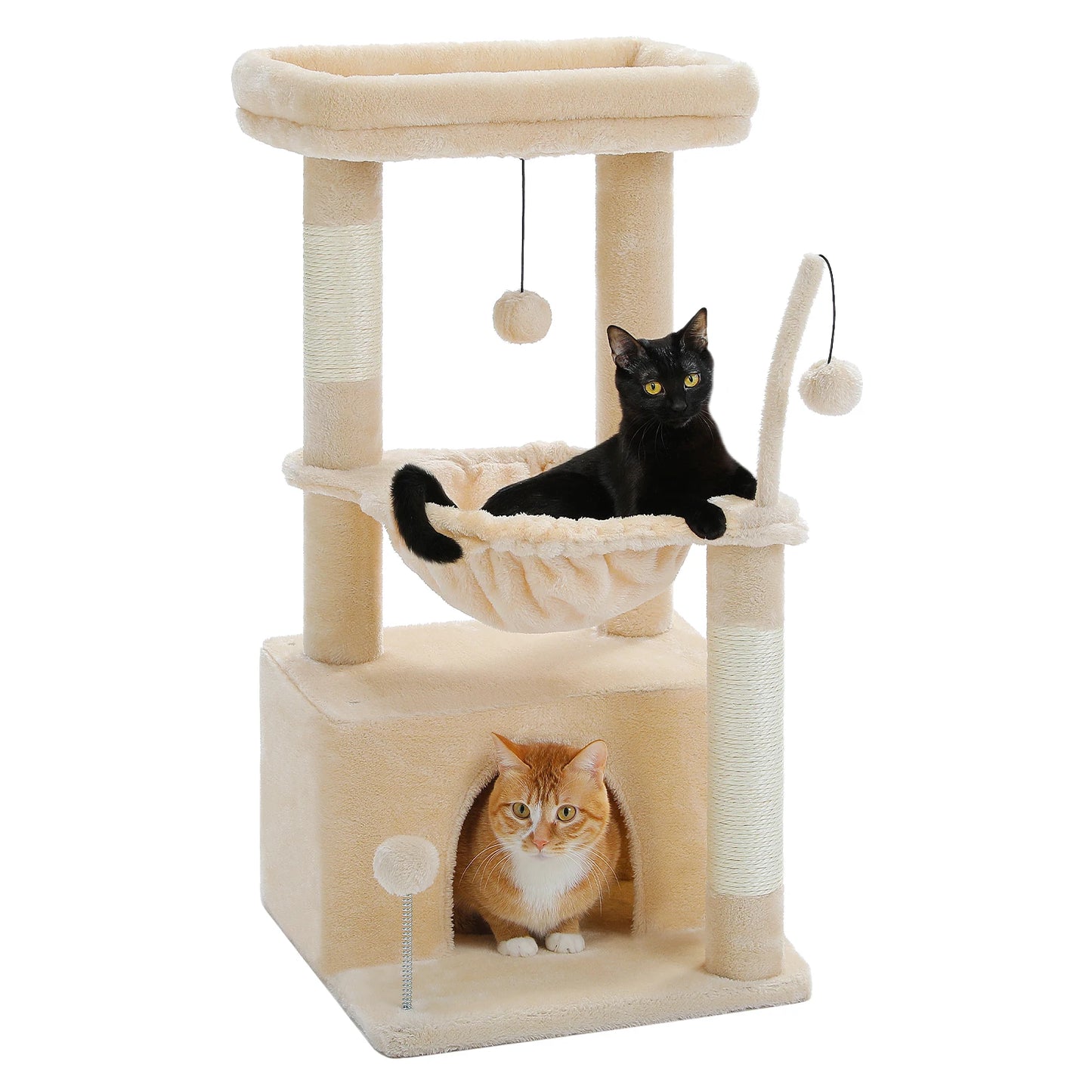 PAWZ Road 4-in-1 Cat Tree With Condo, Scratching Post, Hammock