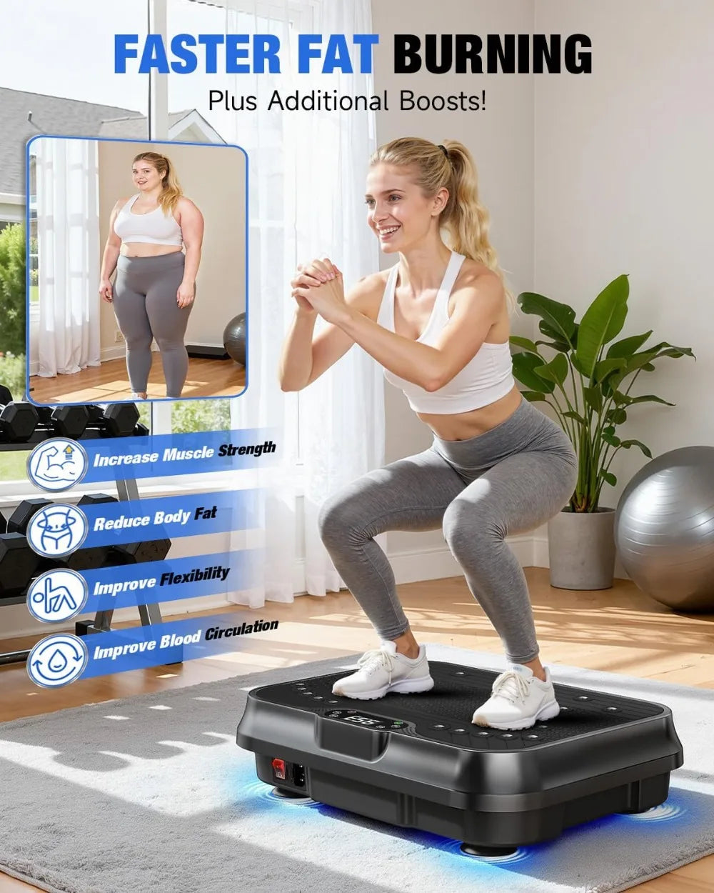 Vibration Plate Exercise Machine With Resistance Bands For Weight Loss