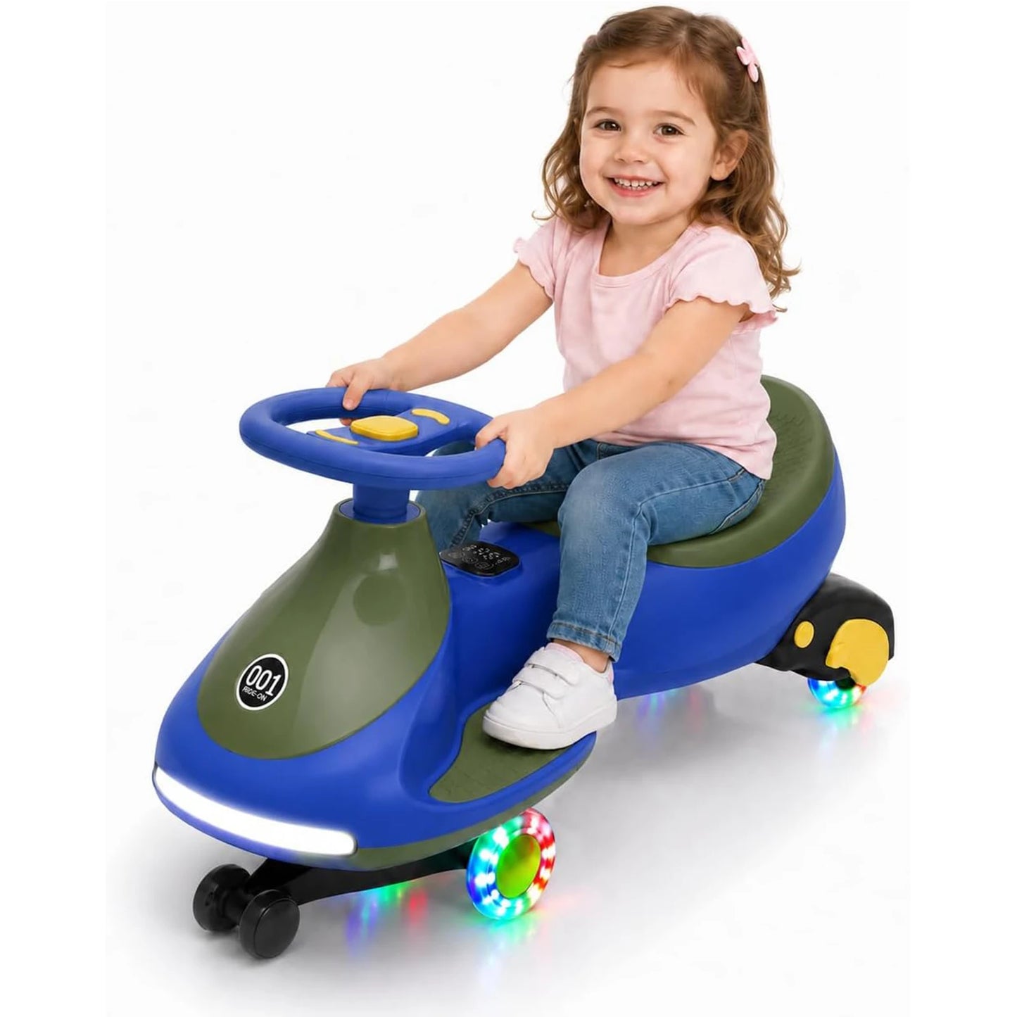 HiMISS 12V Electric Wiggle Car For Kids 2 In 1 Ride On Swing Car