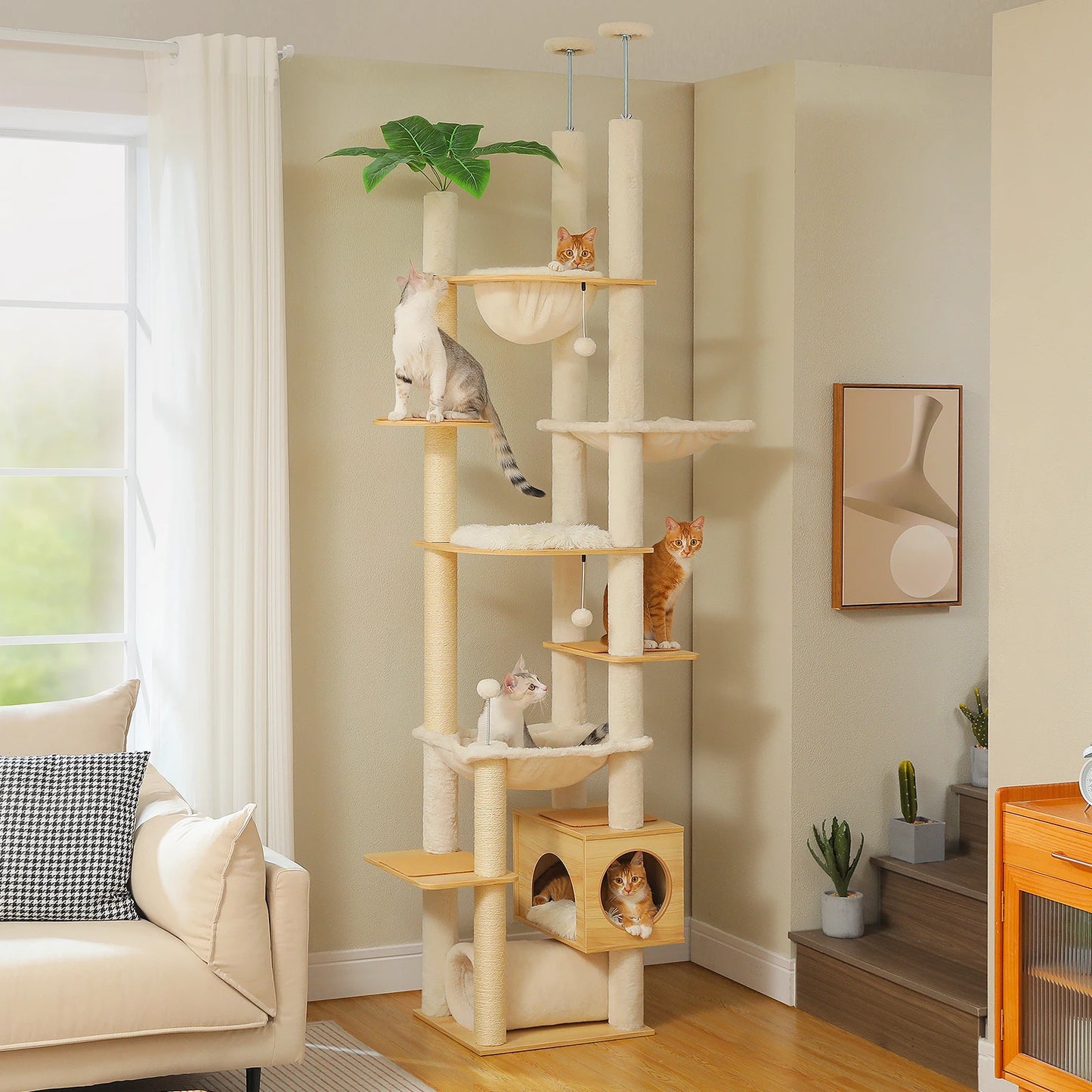 PAWZ Road Height Adjustable Cat Tree With Hammock Scratching Posts