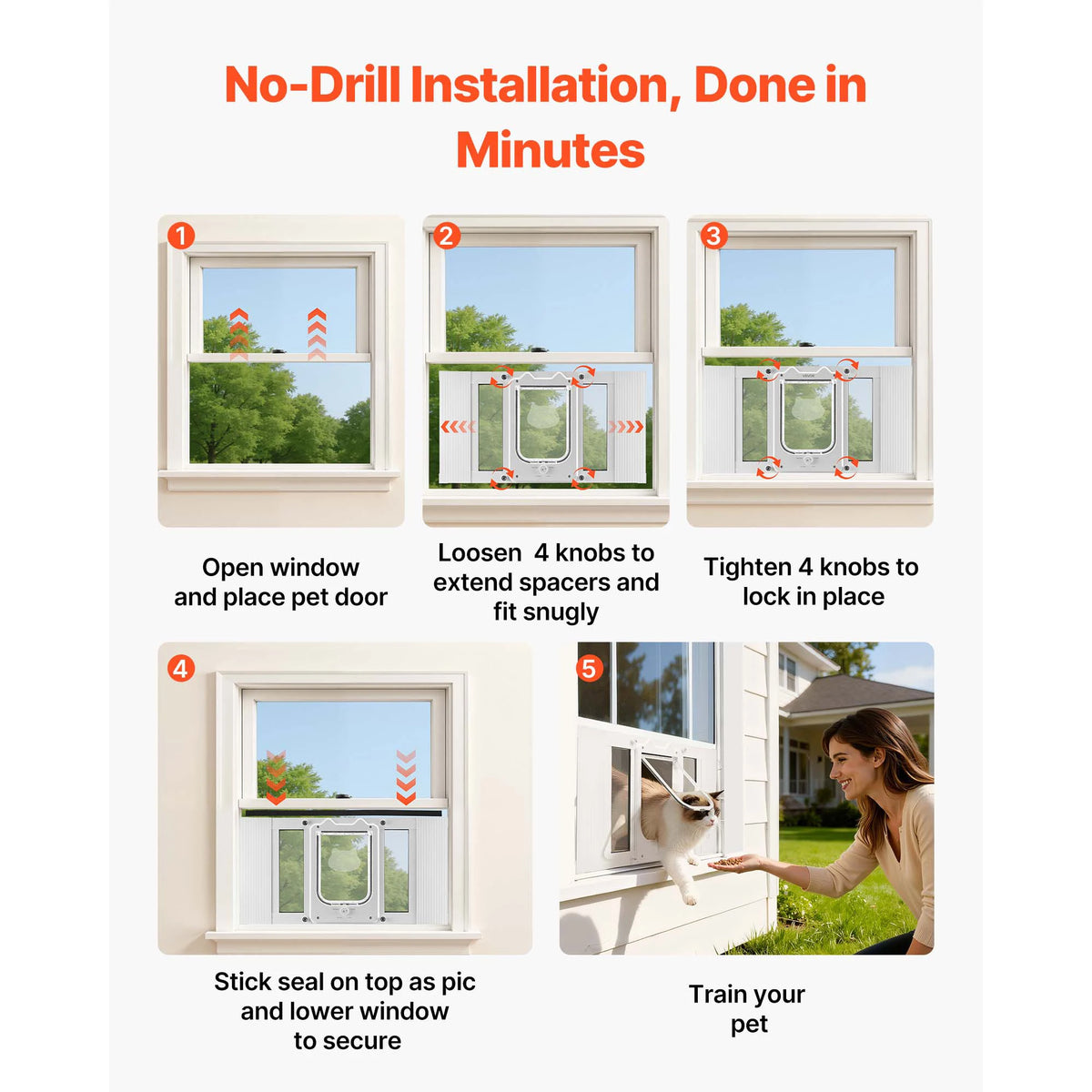 SucceBuy Adjustable Cat Window Door With Magnetic Closure