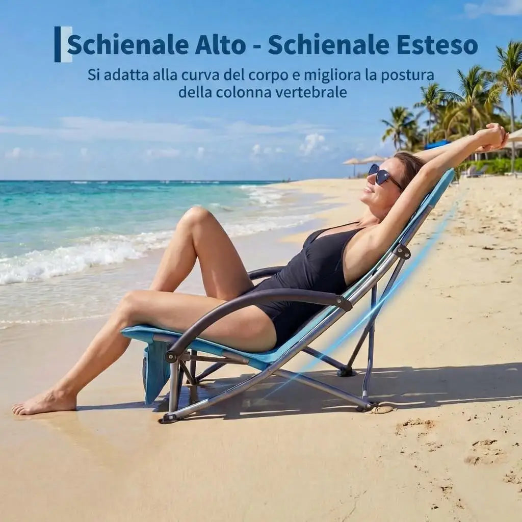 HiMISS High Back Folding Beach Chair With Cup Holder