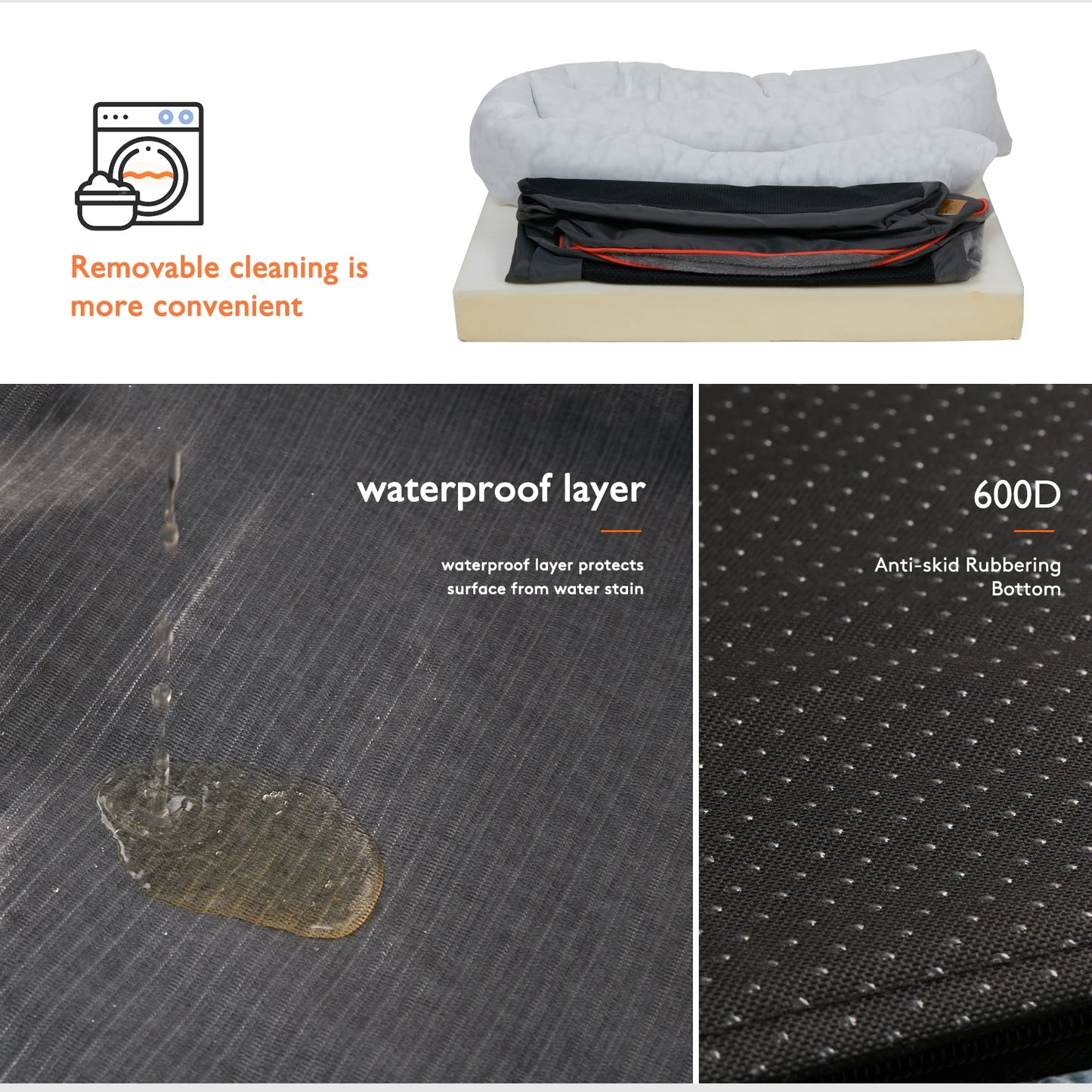 Bingopaw Orthopedic Dog Bed Cotton Padded Bolster And Removable Cover