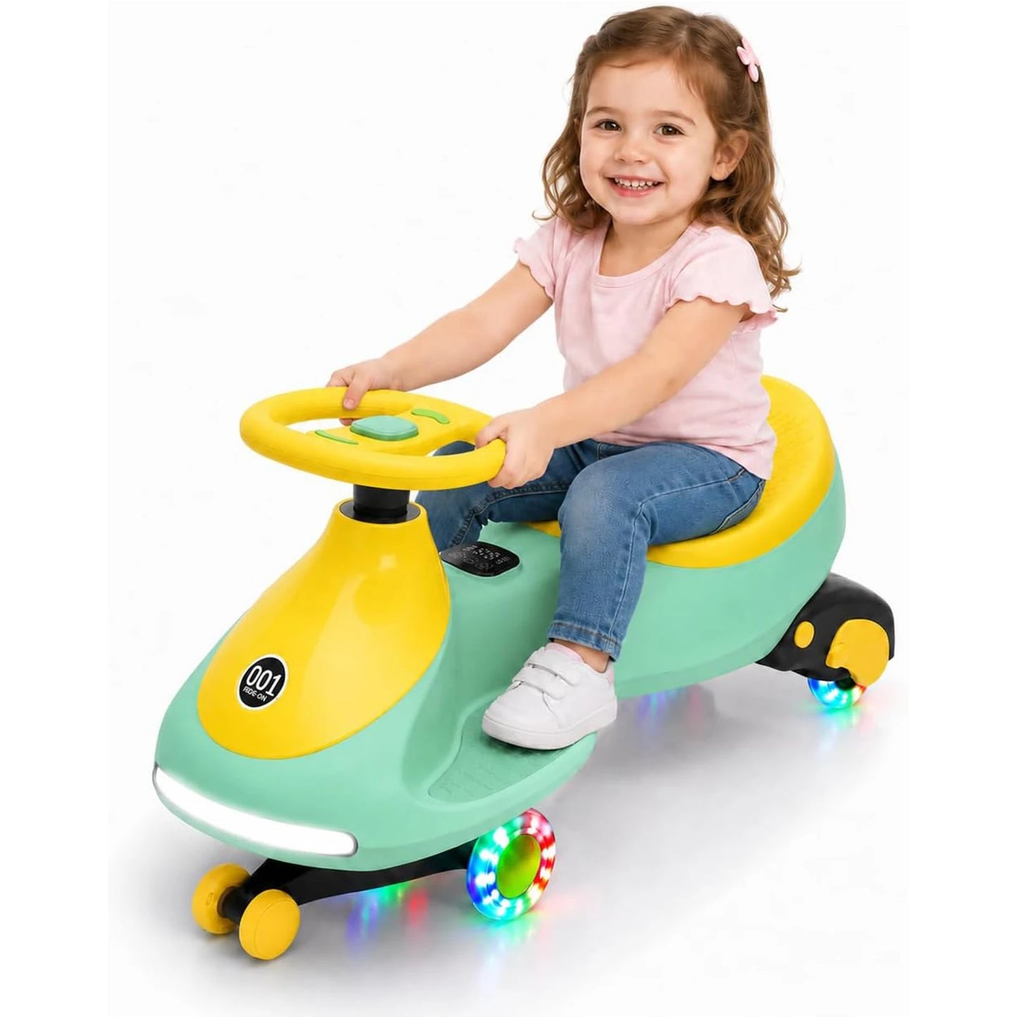 HiMISS 12V Electric Wiggle Car For Kids 2 In 1 Ride On Swing Car
