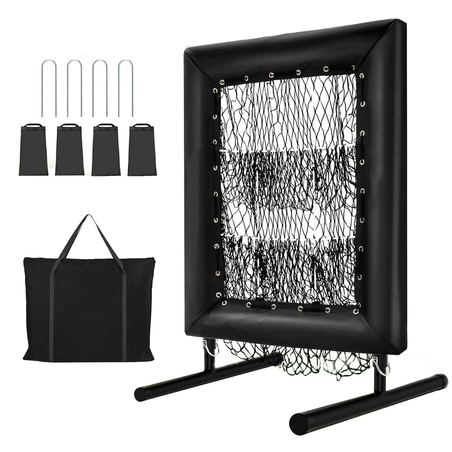 HiMISS Adjustable Pitching Net With Strike Zone Rebound Baseball