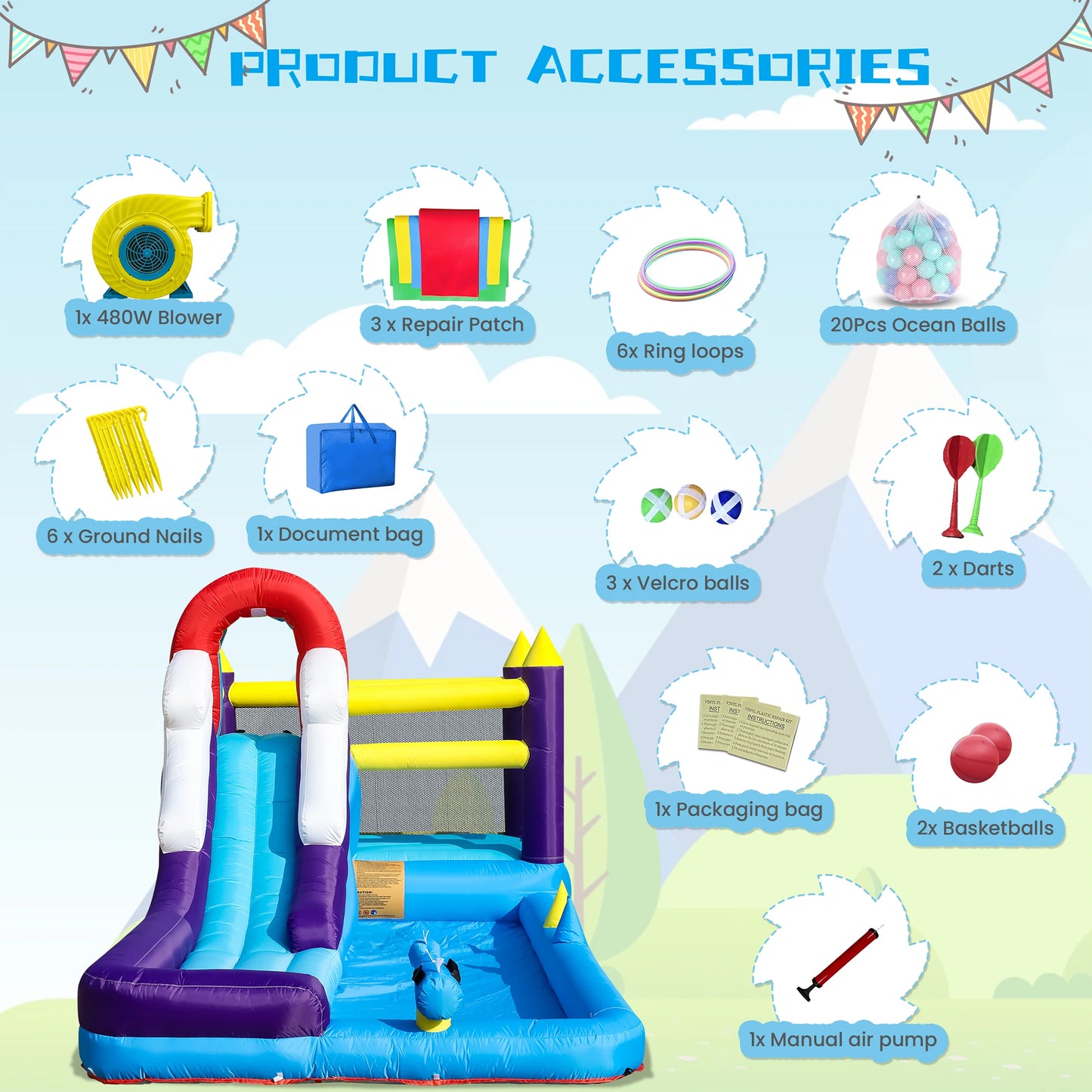 RTS Inflatable Water Slide Bounce House With Splash Pool