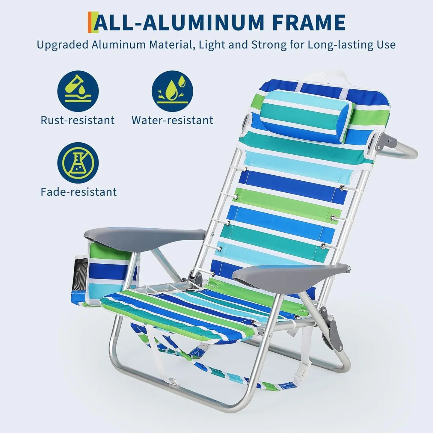 HiMISS Backpack Beach Chair For Adults With Phone Pocket