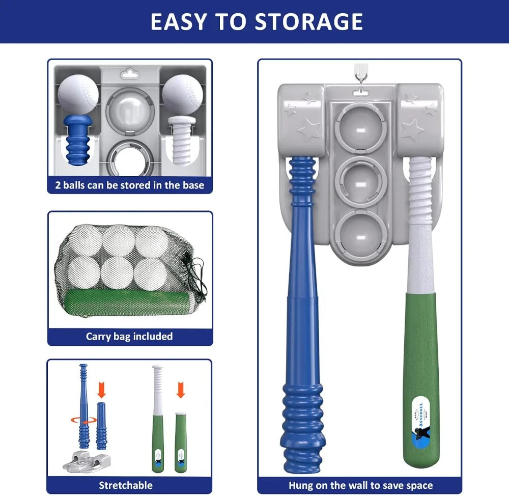 2 In 1 T Ball Set With Automatic Pitching Machine 6 Balls And Adjustable Tee