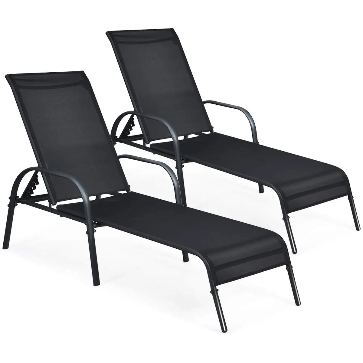 Adjustable Backrest Outdoor Lounge Chairs 2-Pack