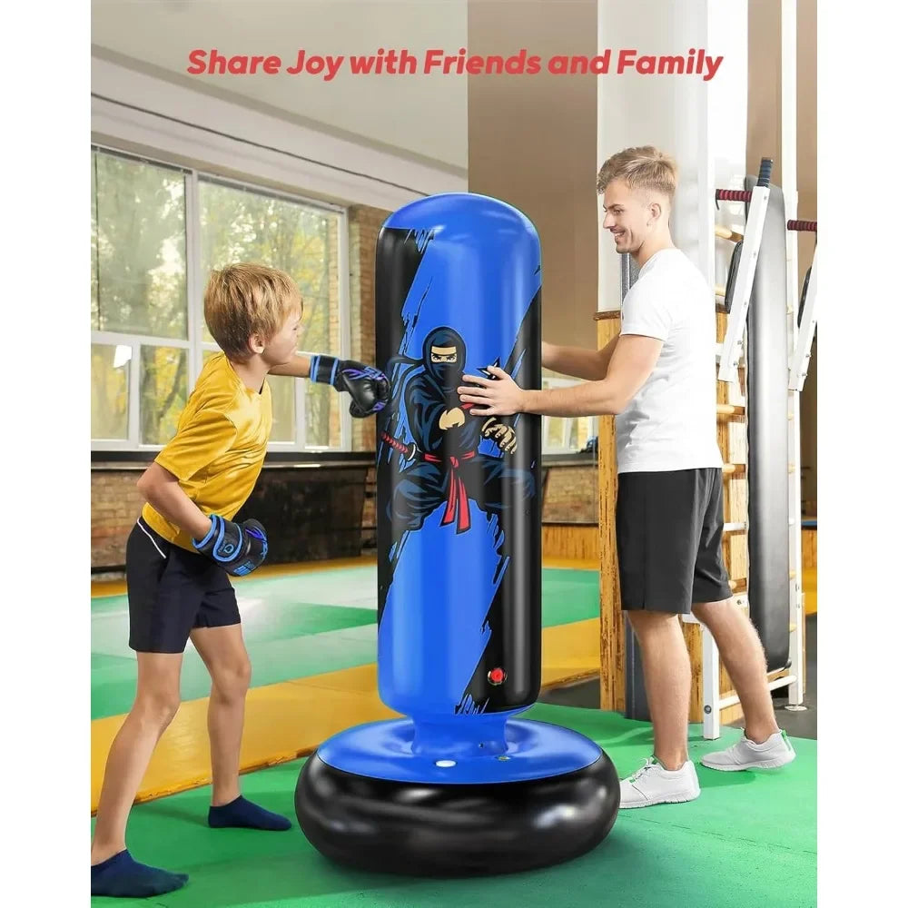 Kids Inflatable Punching Bag With Gloves For Boxing And Martial Arts