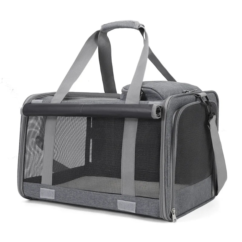 Portable Expandable Pet Travel Bag Soft Sided Breathable Transparent Carrier