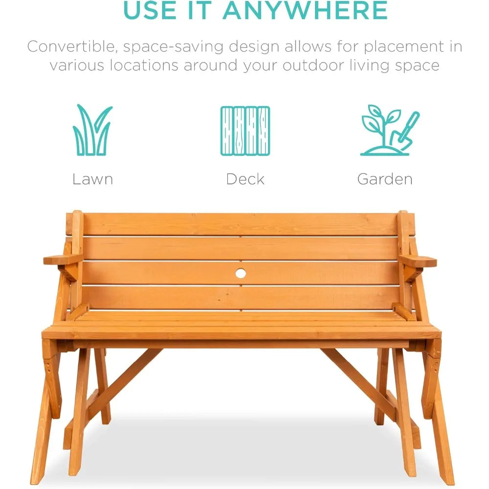 Best Choice Products 2-In-1 Transforming Outdoor Picnic Table Bench