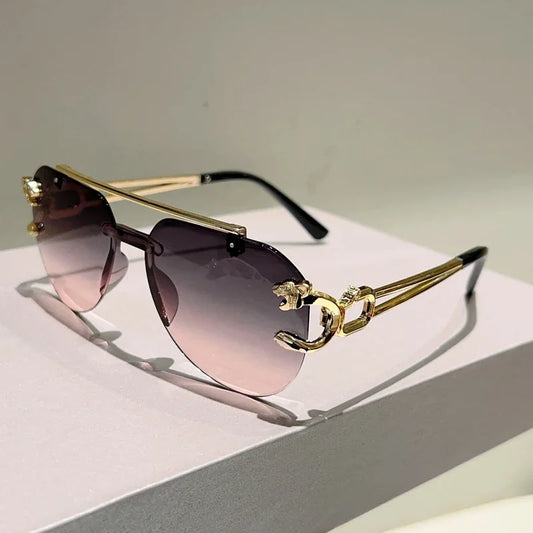 Rimless Pilot Sunglasses for Men and Women Trendy Design