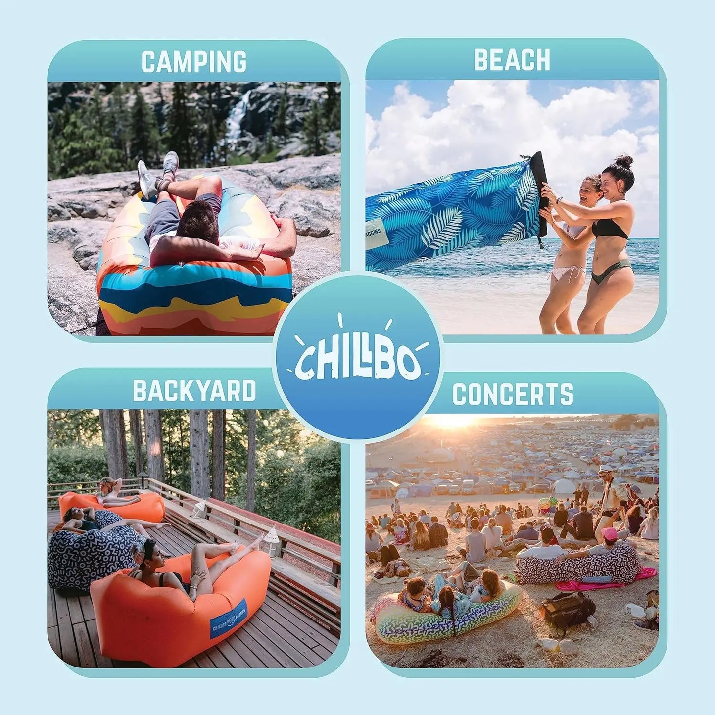 Inflatable Lounger No Pump For Beach Camping And Festivals