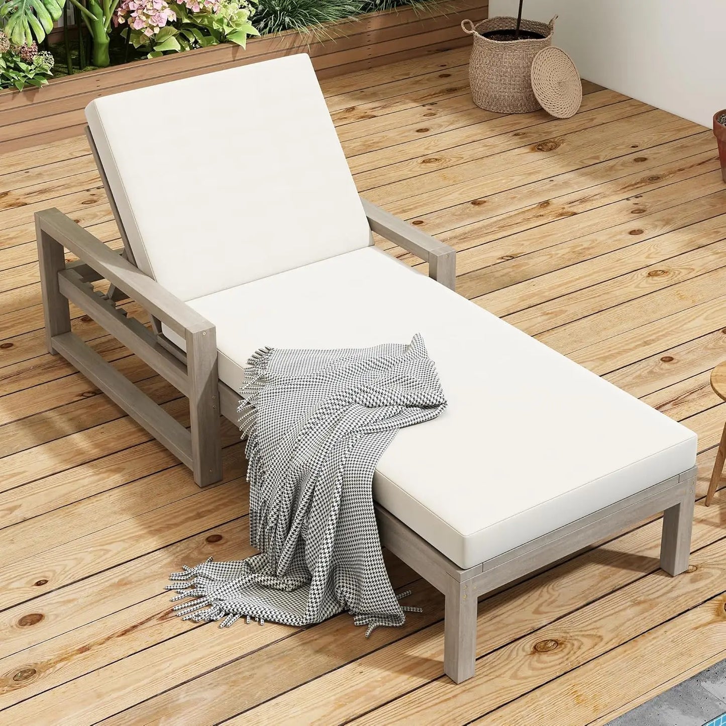 Five-Position Adjustable Outdoor Chaise Lounge Set With Table