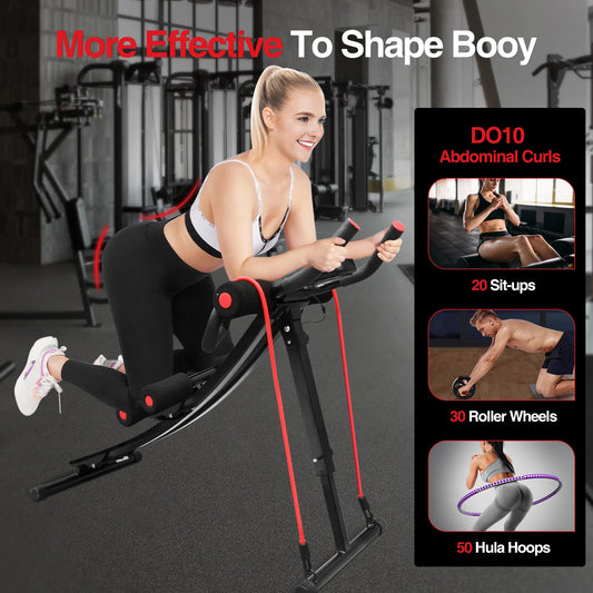 GIKPAL Foldable Ab Machine For Home Gym Abdominal Trainer LCD