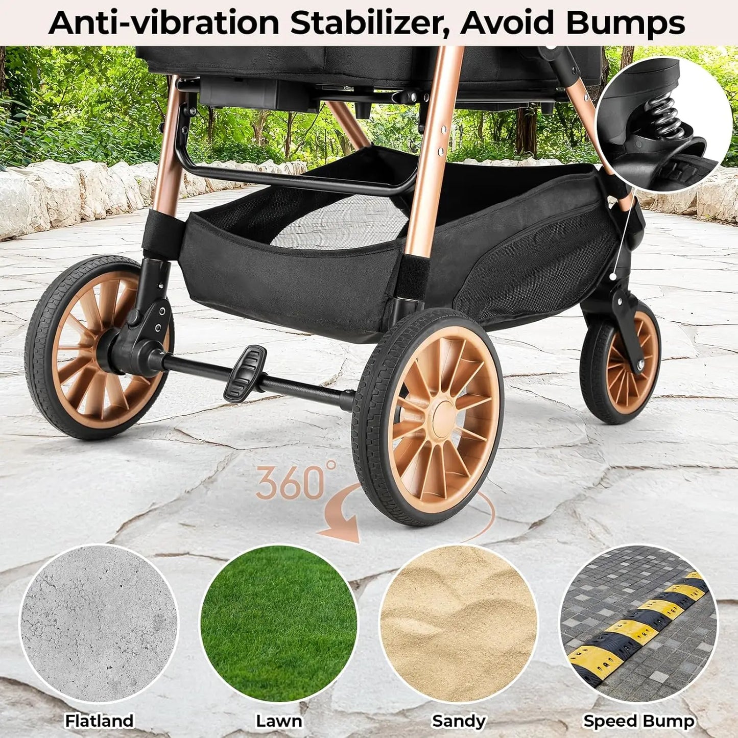 Foldable 360 Degree Wheel Cat And Dog Stroller 25kg Capacity