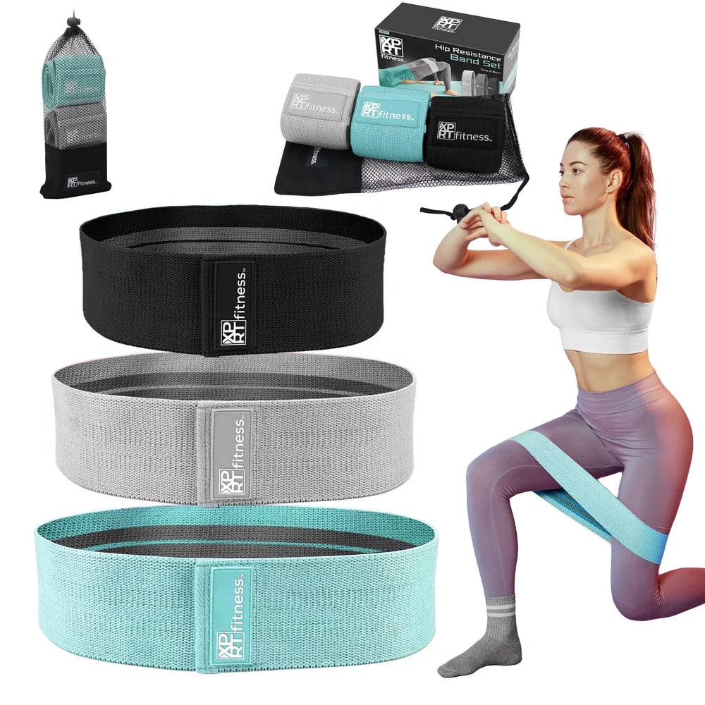 Resistance Bands Three Pack Anti-Slip With Carry Pouch