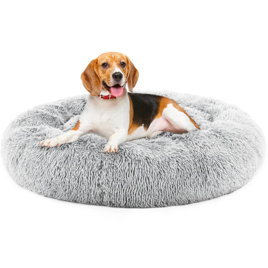 JHK Calming Dog Bed Washable Plush Faux Fur Anti Slip Pet Bed