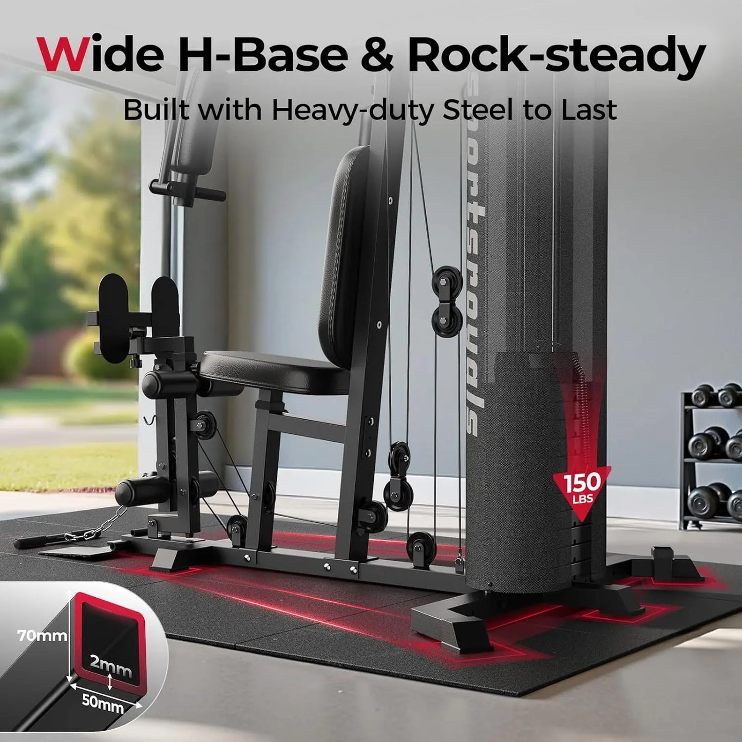 FED Fitness Home Gym Equipment 150LBS Weight Stack Full Body Workout