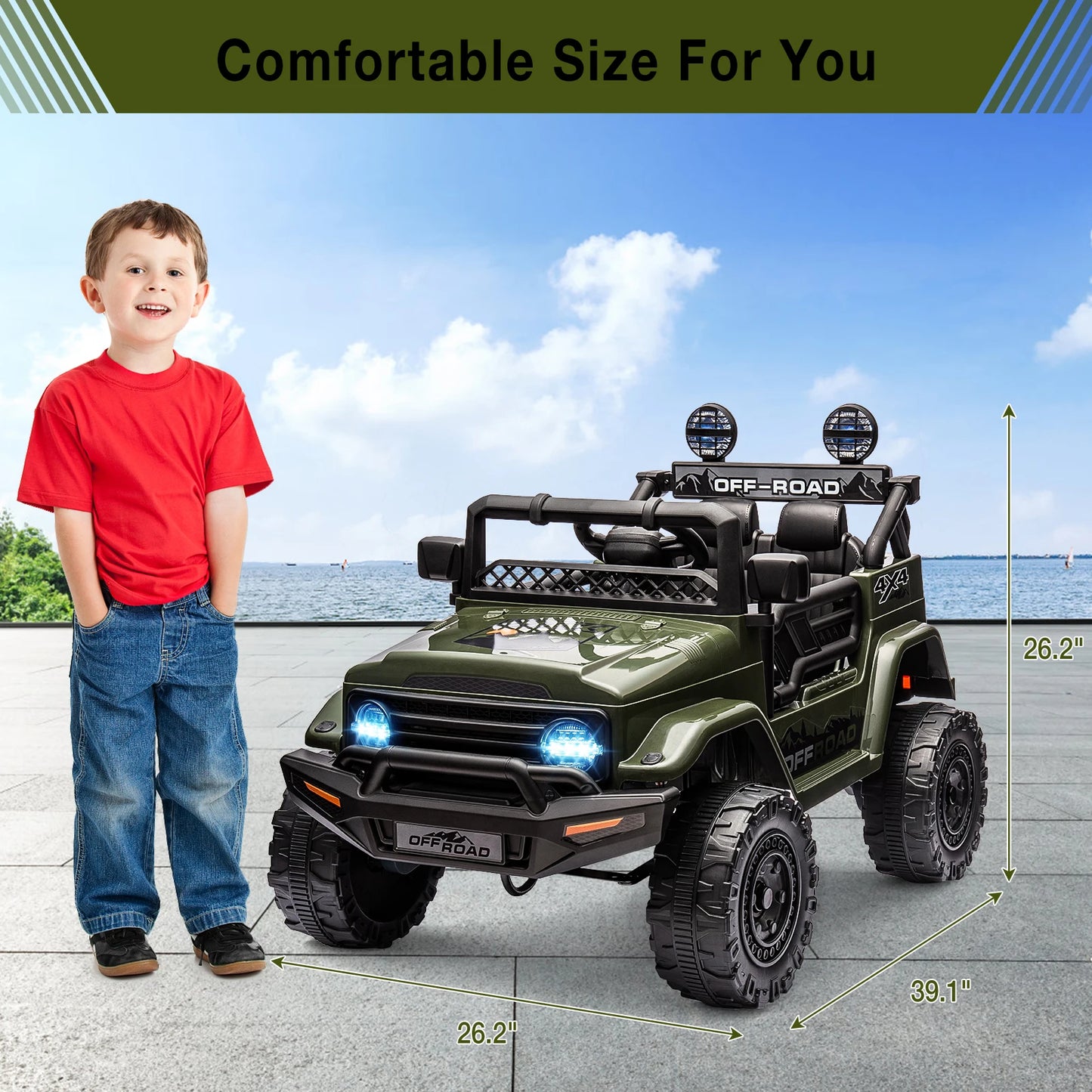 HiMISS 12V Kids Ride On Truck With Remote Bluetooth Control