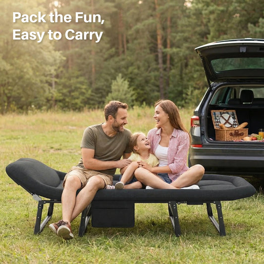 JHK Folding Camping Bed With Mattress Cot 450 Lb Capacity