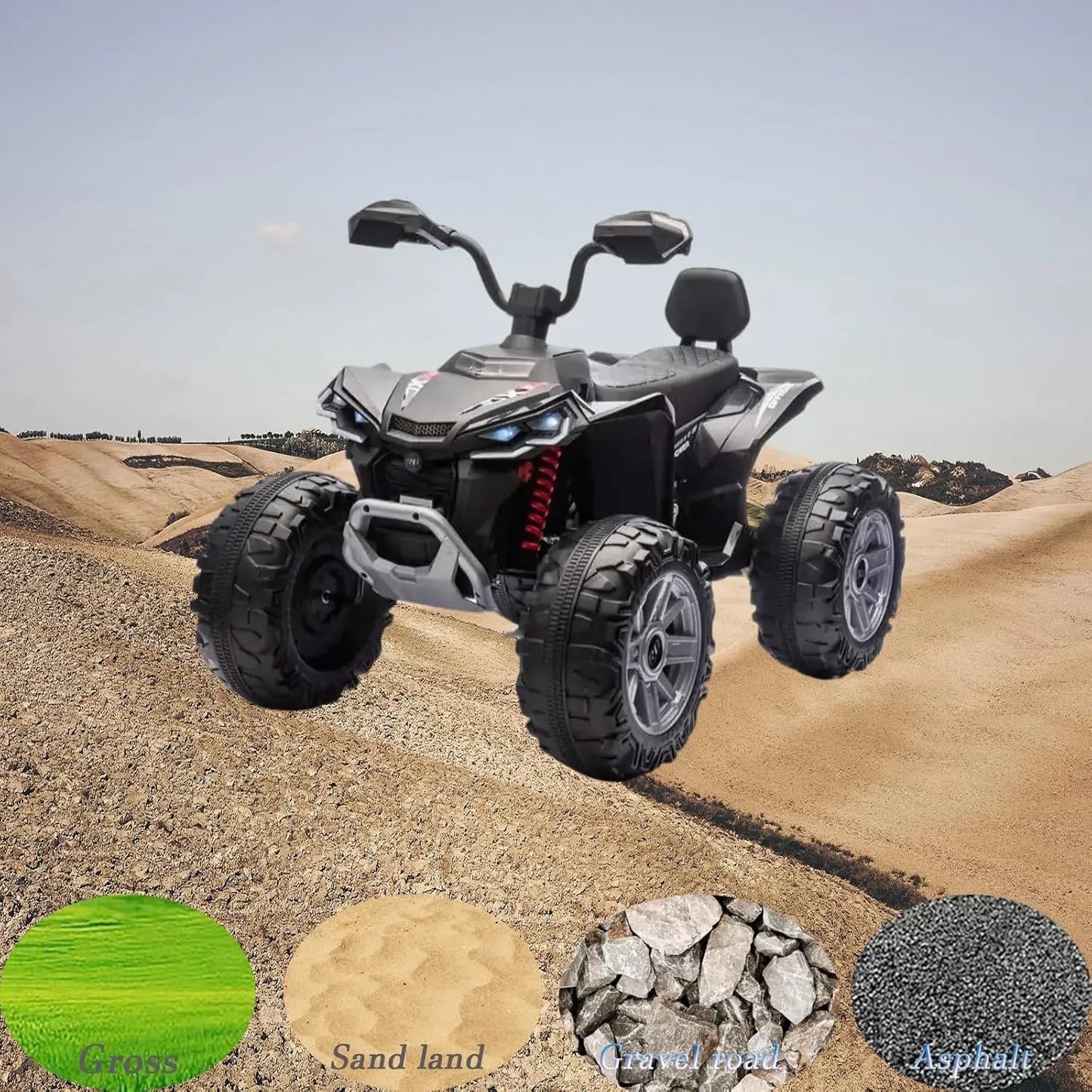 24V Kids Electric ATV 4 Wheeler Ride On With 550W Motors LED Lights