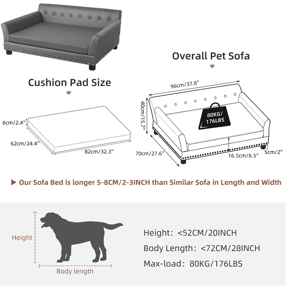 BORWART CN Heavy Duty Pet Sofa Bed Removable Cover Cushioned