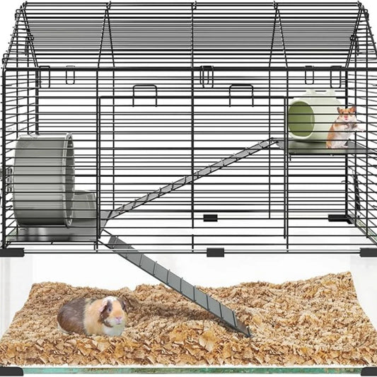 HiMISS Three Tier Hamster Enclosure With Glass Panels For Small Pets