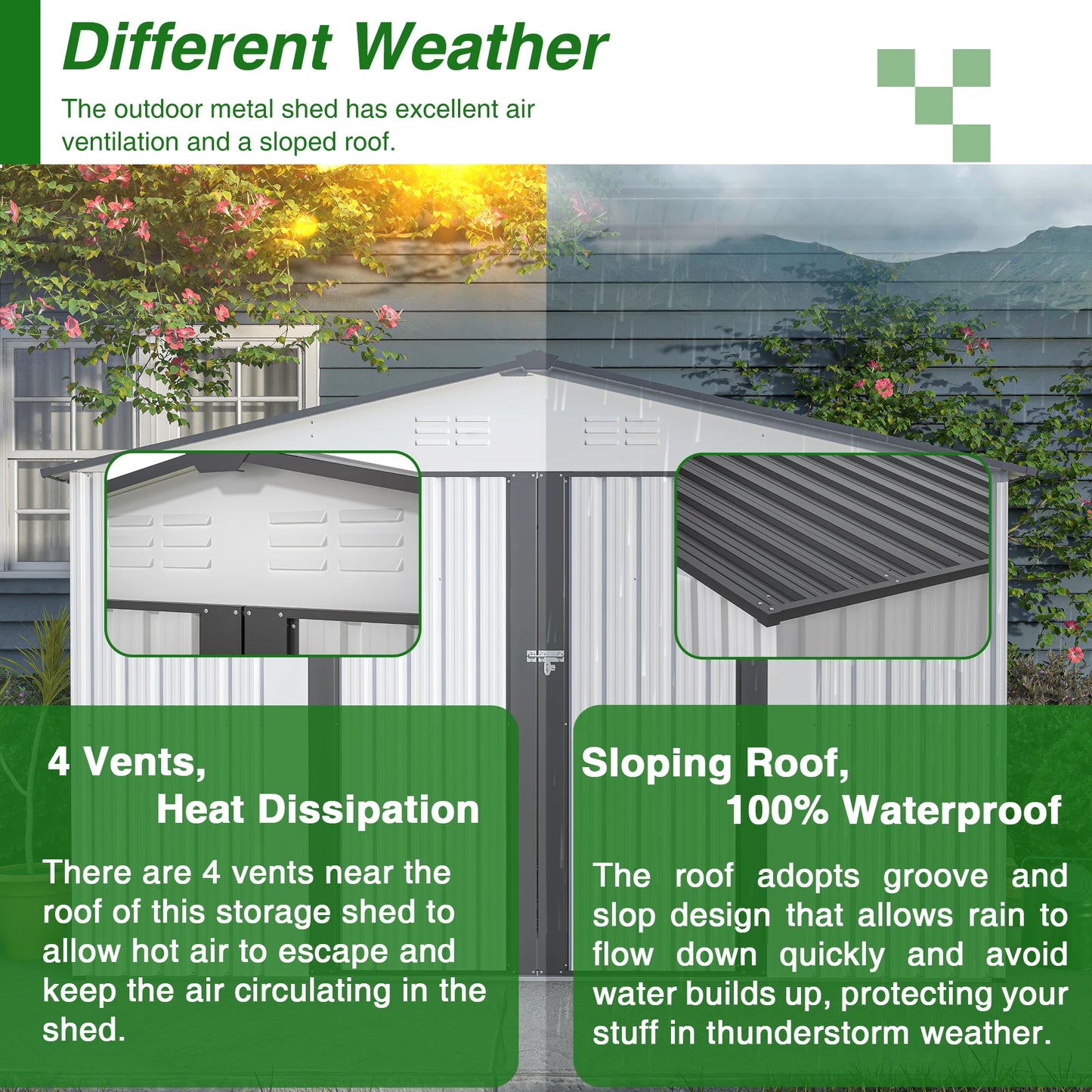 LZBEITEM Outdoor All Weather Storage Shed With Lockable Doors