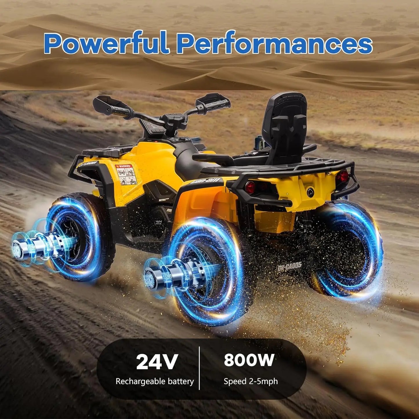 HiMISS 24V 4WD Kids Ride ATV With Leather Seats Bluetooth