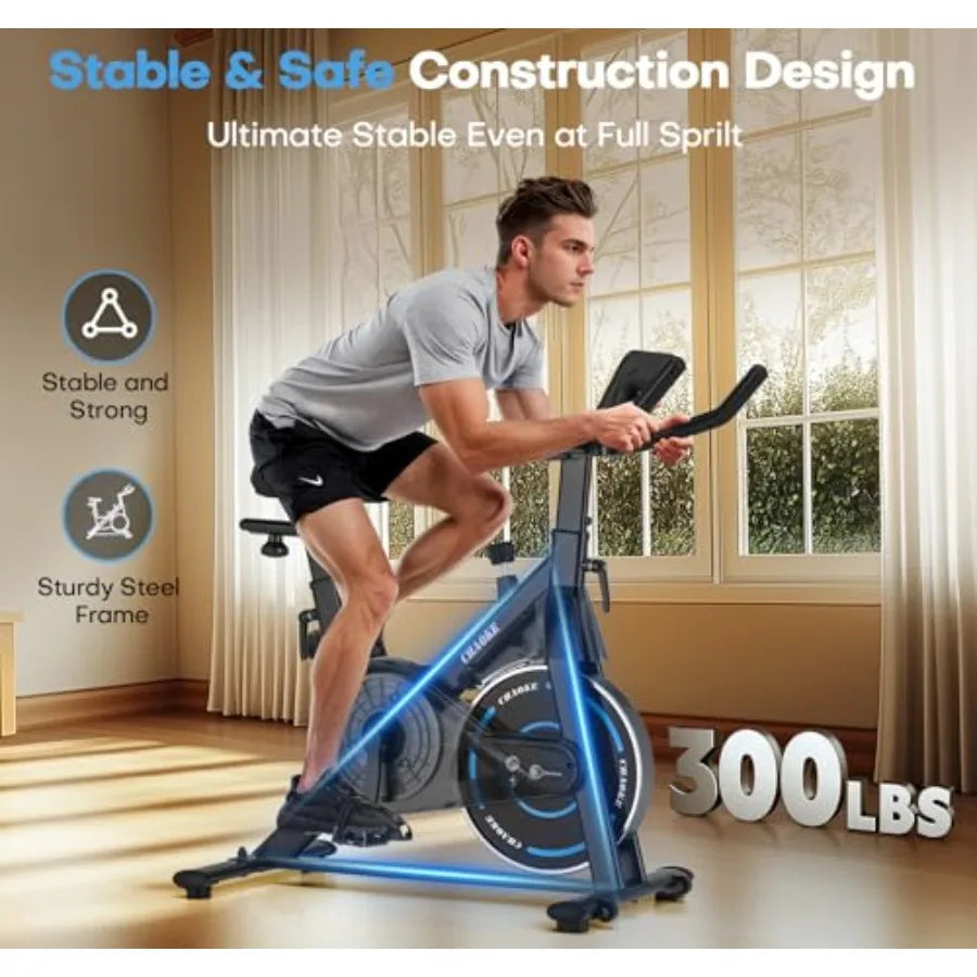 Quiet Adjustable Magnetic Resistance Exercise Bike With App Compatibility