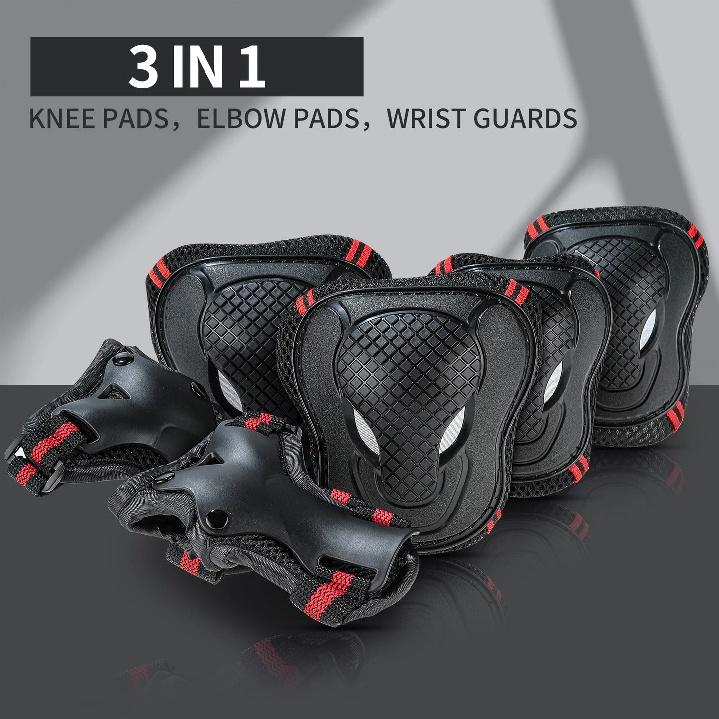 GUDOOK Youth Knee Elbow Pads With Wrist Guards Protective Set