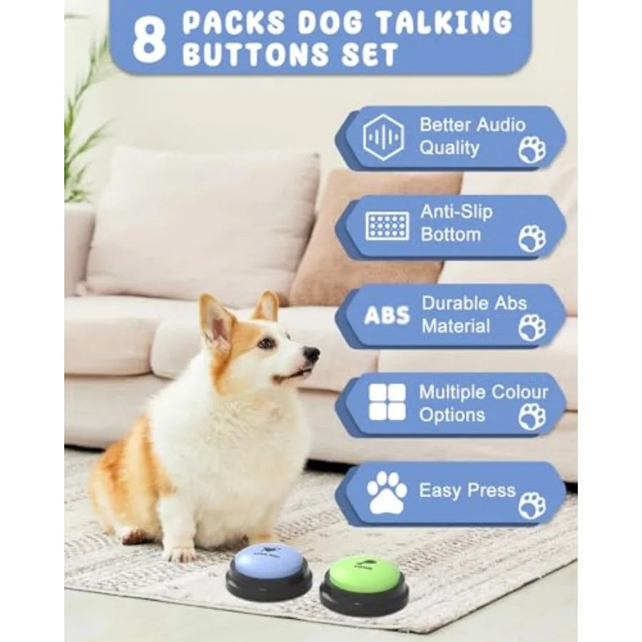 Dog Talking Button Set 8 Button Communication Recordable 30 Second